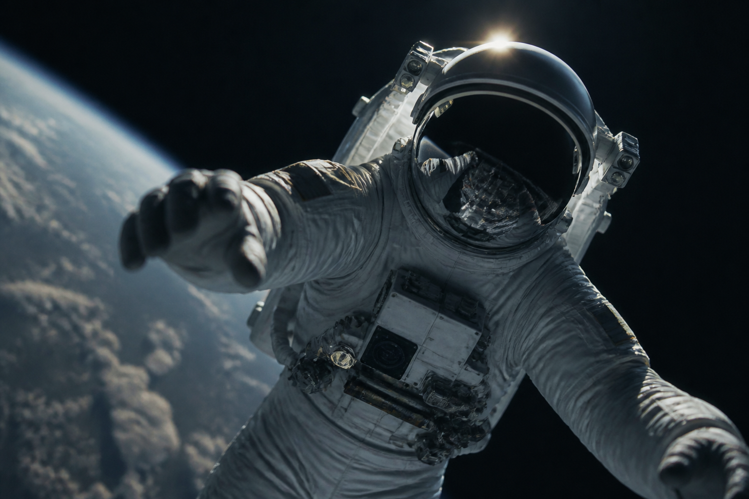 Astronaut in orbit above Earth